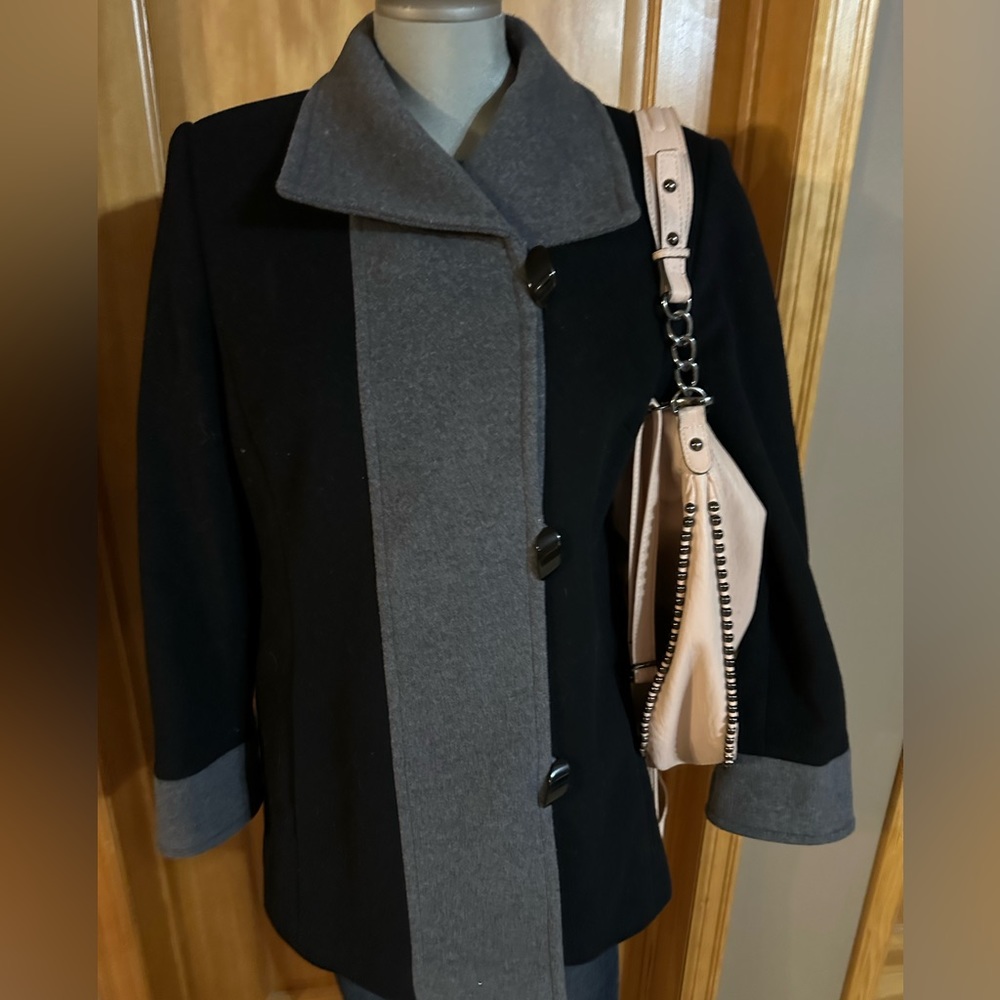Color Block Pea Coat - Picture 2 of 9